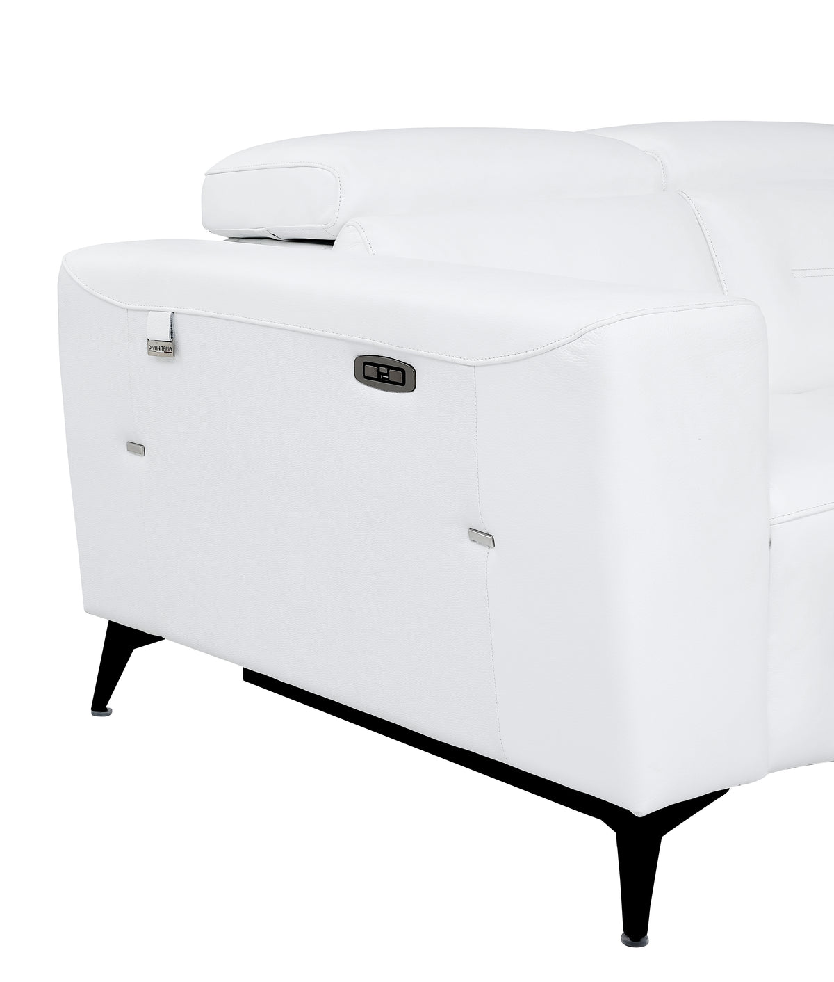 Top Grain Italian Leather Chair With Power Recliner White Foam Leather