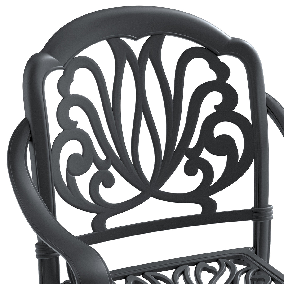 Cushions In Random Colors 7 Piece Set Of Cast Aluminum Patio Furniture With Cushions Yes Dining Set Black Seats 6 Rust Resistant Frame Water Resistant Cushion Garden & Outdoor Complete Patio Sets