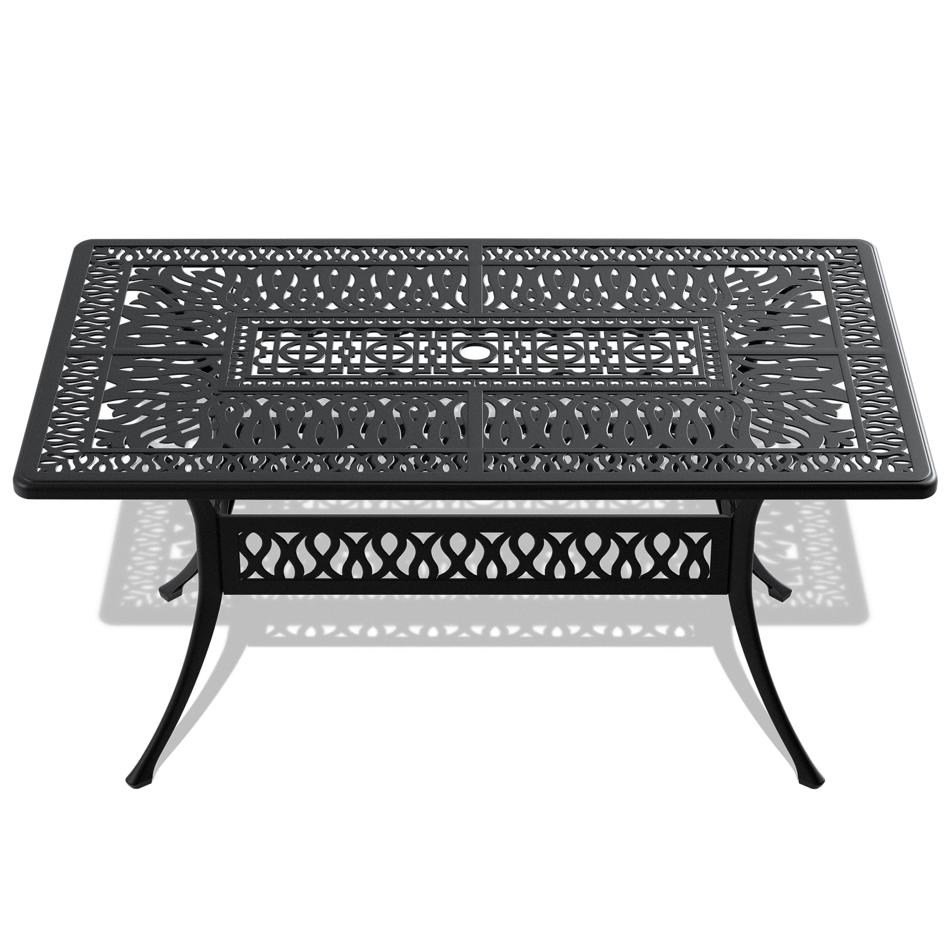 Cushions In Random Colors 5 Piece Set Of Cast Aluminum Patio Furniture With Cushions Yes Dining Set Black Seats 4 Rust Resistant Frame Water Resistant Cushion Garden & Outdoor Complete Patio Sets Aluminium