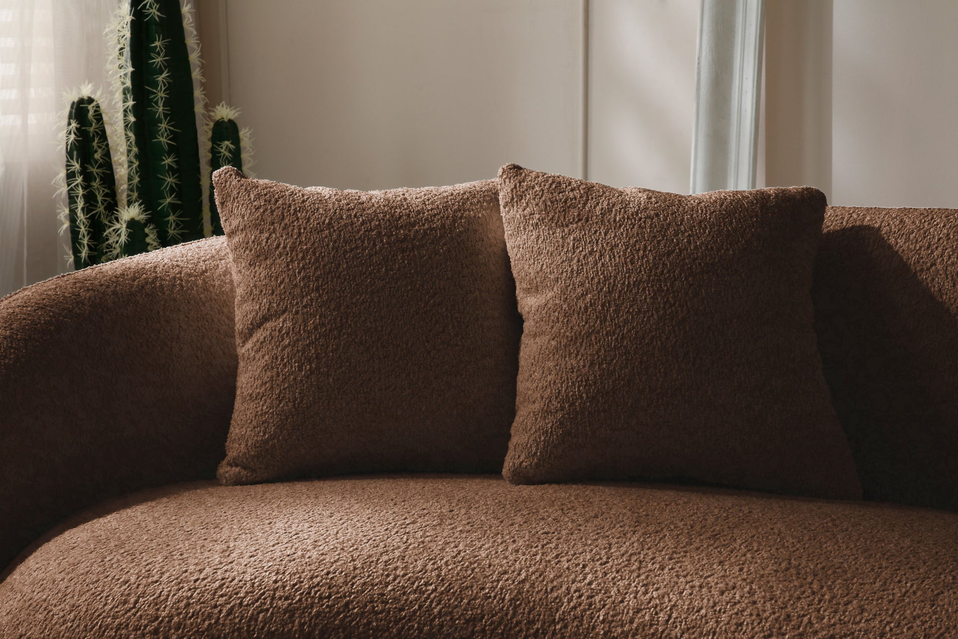 102'' 5 Seater Boucle Sofa Modern Sectional Half Moon Leisure Couch Curved Sofa Teddy Fleece Brown Brown Boucle 5 Seat