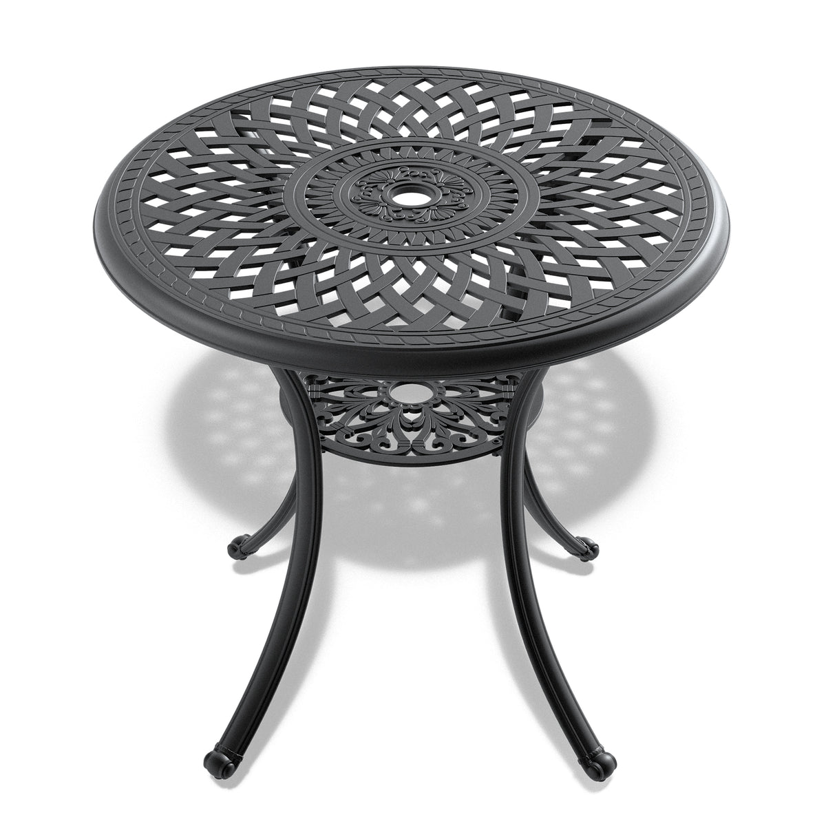 Cushions In Random Colors 3 Piece Set Of Cast Aluminum Patio Furniture With Cushions Yes Dining Set Black Seats 2 Rust Resistant Frame Water Resistant Cushion Garden & Outdoor Complete Patio Sets Aluminium