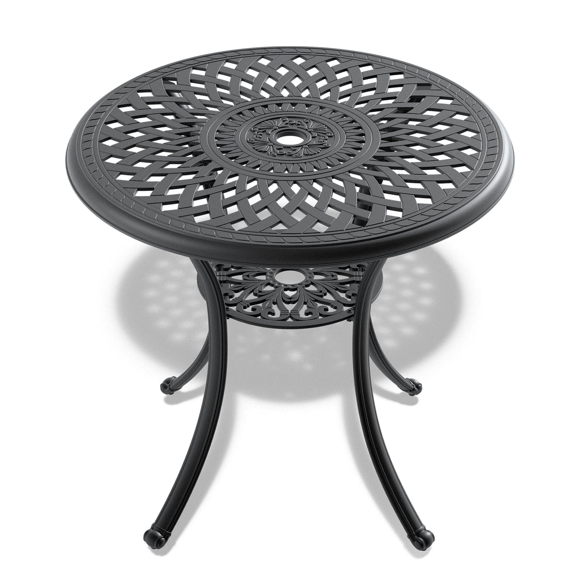 Cushions In Random Colors 3 Piece Set Of Cast Aluminum Patio Furniture With Cushions Yes Dining Set Black Seats 2 Rust Resistant Frame Water Resistant Cushion Garden & Outdoor Complete Patio Sets Aluminium