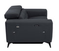 Top Grain Italian Leather Loveseat With Power Recliner Dark Grey Foam Leather