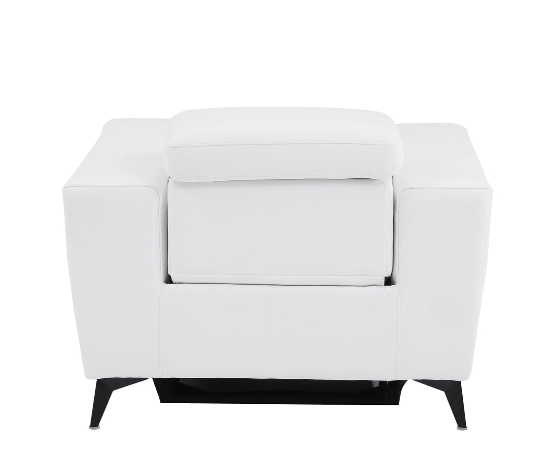 Top Grain Italian Leather Chair With Power Recliner White Foam Leather