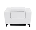 Top Grain Italian Leather Chair With Power Recliner White Foam Leather