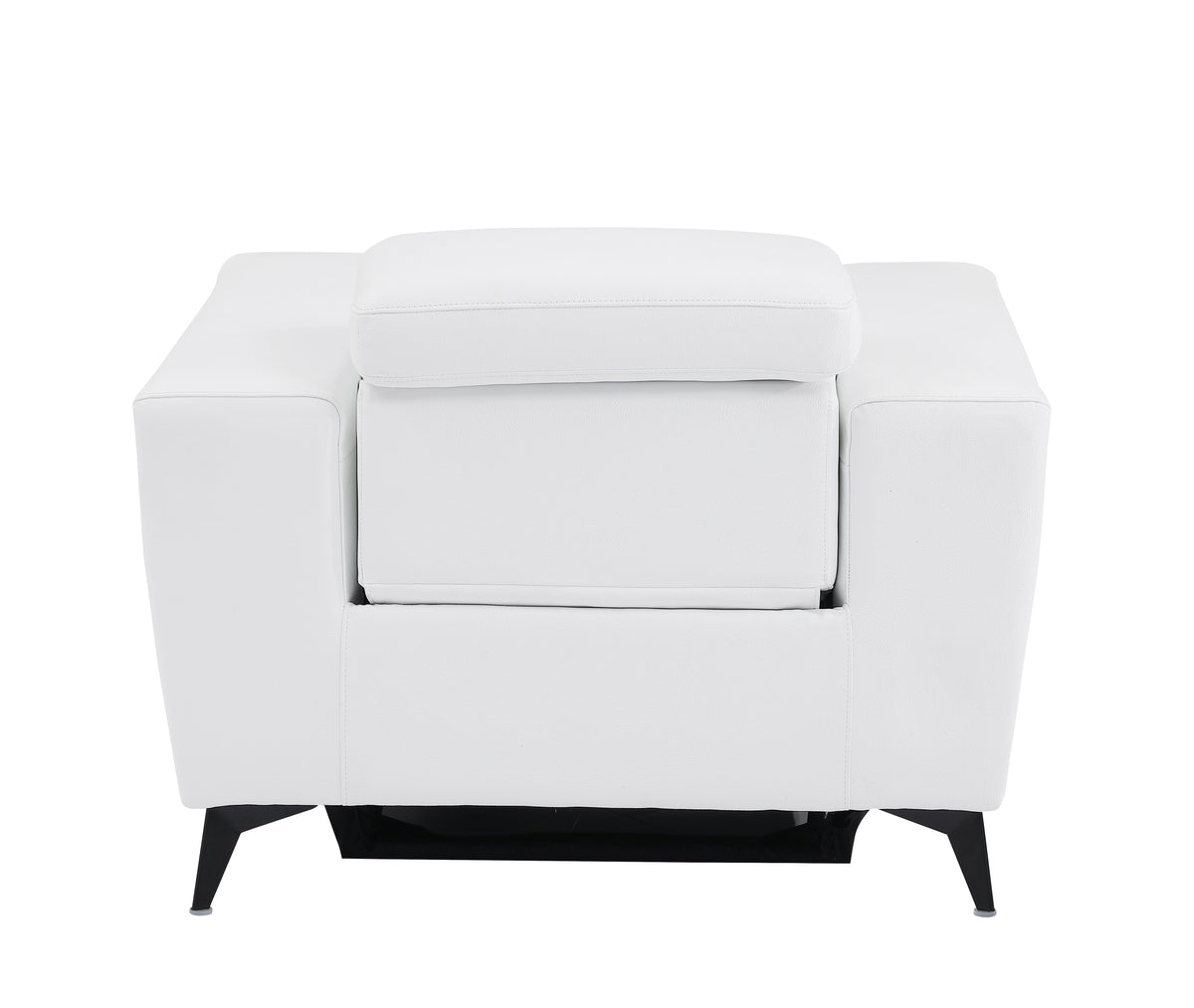 Top Grain Italian Leather Chair With Power Recliner White Foam Leather