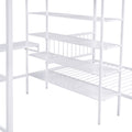 Full Over Twin Metal Bunk Bed With Built In Desk, Shelves And Ladder, White Full White Metal & Wood