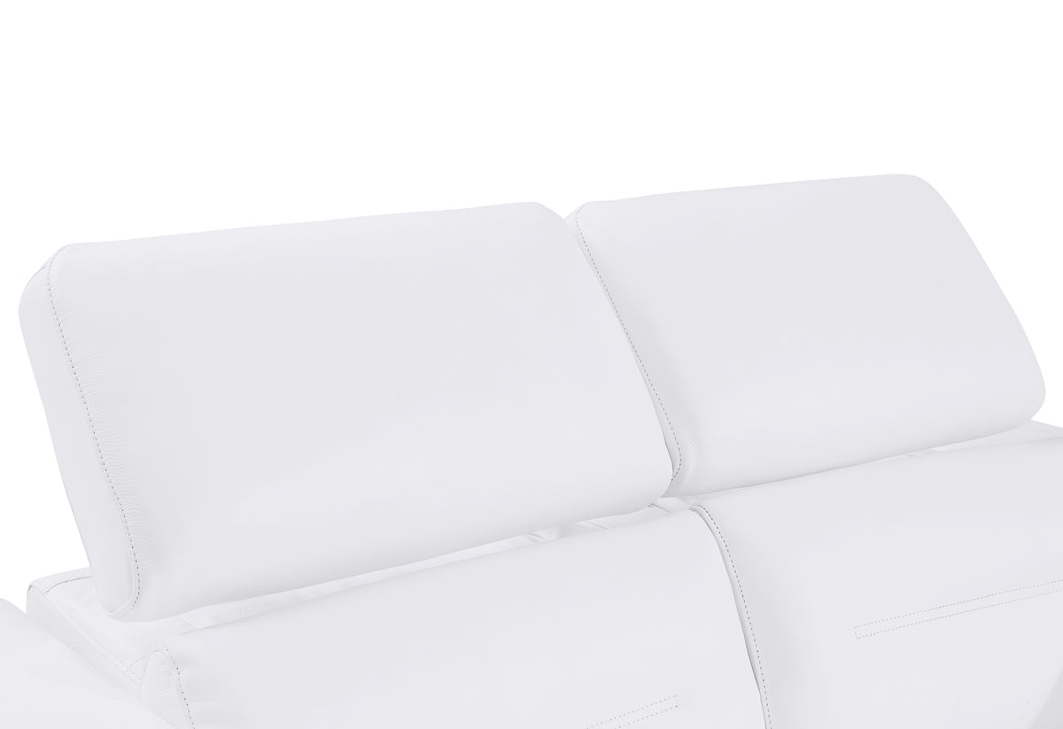Top Grain Italian Leather Chair With Power Recliner White Foam Leather