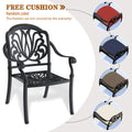 Cushions In Random Colors 5 Piece Set Of Cast Aluminum Patio Furniture With Cushions Yes Dining Set Black Seats 4 Rust Resistant Frame Water Resistant Cushion Garden & Outdoor Complete Patio Sets