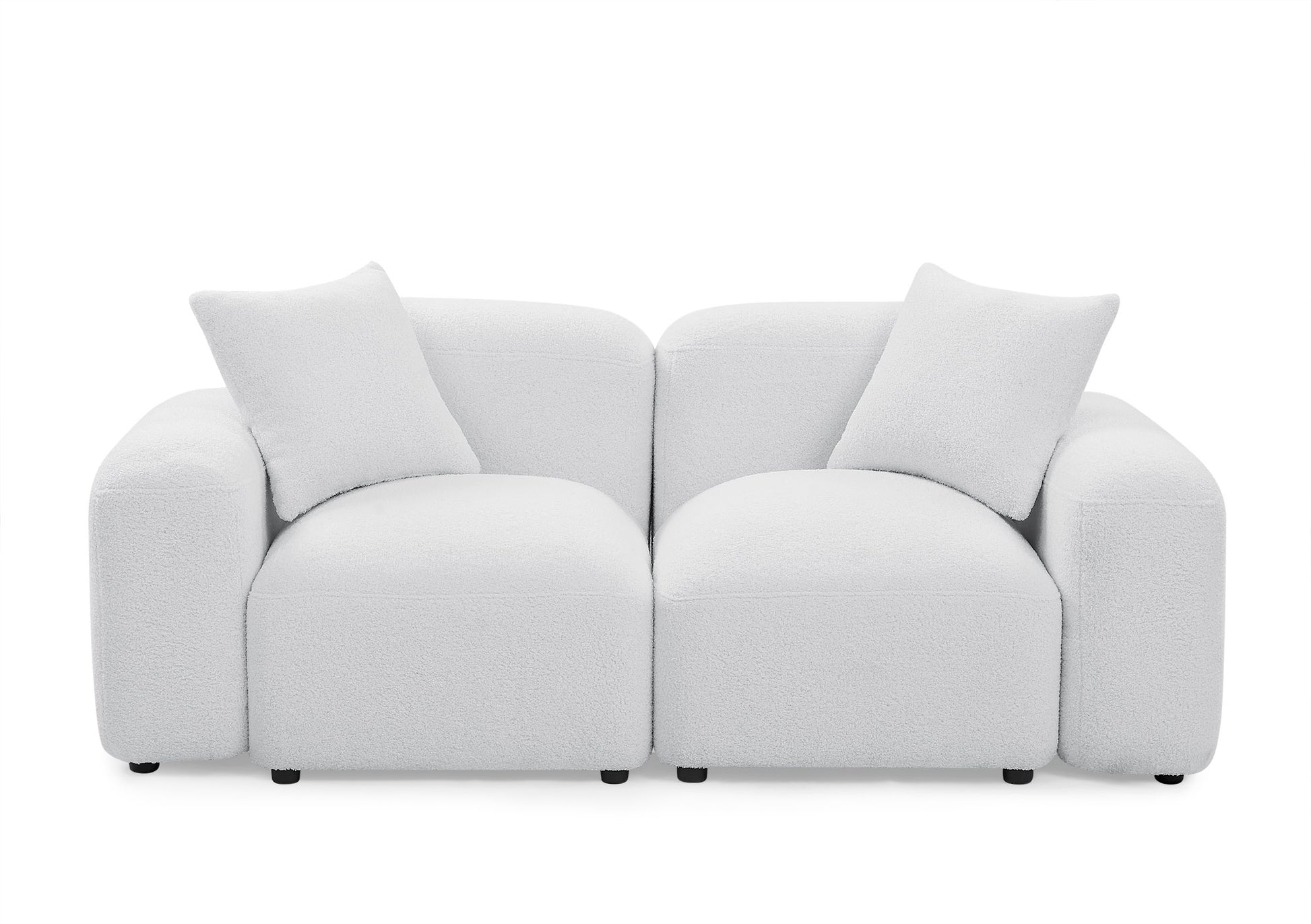 L Shape Modular Sectional Sofa, Diy Combination,Teddy Fabric,White White Teddy Foam
