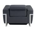 Top Grain Italian Leather Chair With Power Recliner Dark Grey Foam Leather