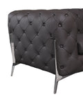 Transitional Top Grain 100% Italian Leather Upholstered Loveseat Brown Foam Leather