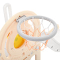 Toddler Climber And Slide Set 4 In 1, Kids Playground Climber Freestanding Slide Playset With Basketball Hoop Play Combination For Babies Indoor & Outdoor Pink Hdpe