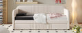 Upholstered Daybed Sofa Bed Twin Size With Trundle Bed And Wood Slat ,Beige Beige Upholstered