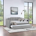Velvet Daybed With Trundle Upholstered Tufted Sofa Bed, Both Twin Size, Grey Beige Solid Wood