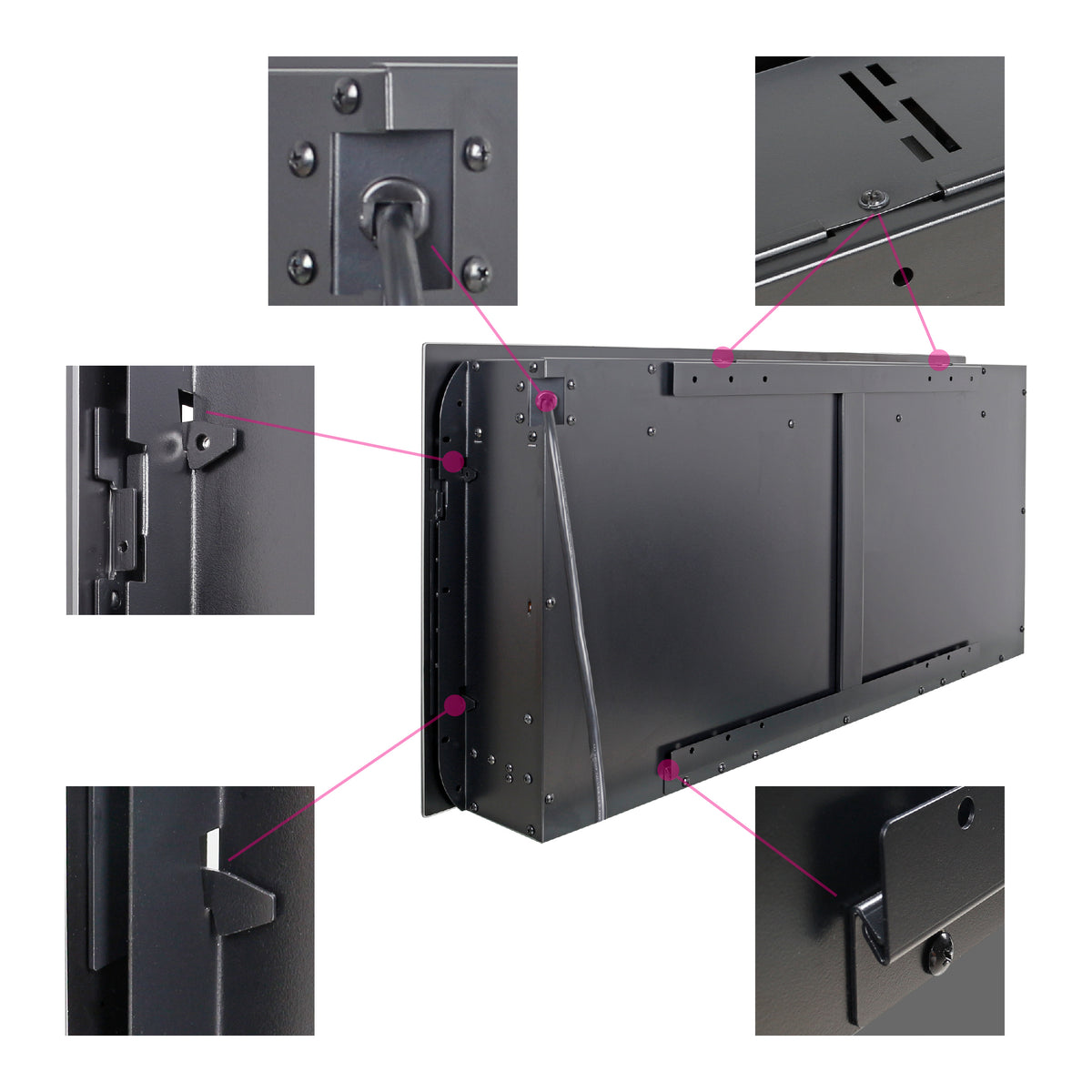 60 Inch Recessed Ultra Thin Tempered Glass Front Wall Mounted Electric Fireplace With Remote And Multi Color Flame & Emberbed, Led Light Heater Powder Coated Electric Antique Black Vent Free Yes Tempered Glass Sheet Metal Plastic Electric