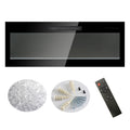 50 Inch Recessed Ultra Thin Tempered Glass Front Wall Mounted Electric Fireplace With Remote And Multi Color Flame & Emberbed, Led Light Heater Antique Black Tempered Glass Sheet Metal Plastic