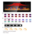 60 Inch Recessed Ultra Thin Tempered Glass Front Wall Mounted Electric Fireplace With Remote And Multi Color Flame & Emberbed, Led Light Heater Powder Coated Electric Antique Black Vent Free Yes Tempered Glass Sheet Metal Plastic Electric