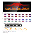 50 Inch Recessed Ultra Thin Tempered Glass Front Wall Mounted Electric Fireplace With Remote And Multi Color Flame & Emberbed, Led Light Heater Antique Black Tempered Glass Sheet Metal Plastic