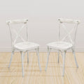 2 Pack Resin X Back Chair, Dining Chair Furniture 2 Pack, Modern Farmhouse Cross Back Chair For Kitchen,Lime Wash Lime White Resin
