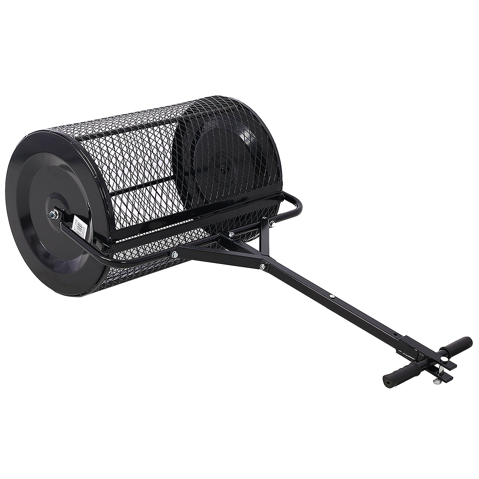 Peat Moss Spreader 36Inch,Compost Spreader Metal Mesh,2 In 1 Atv And T Shaped Handle For Planting Seeding,Lawn And Garden Care Manure Spreaders Roller Black Steel