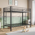 Metal Bunk Bed Twin Over Twin, Heavy Duty Twin Bunk Beds With Shelf And Slatted Support No Box Spring Needed Black Box Spring Not Required Twin Black Metal Bedroom Bunk Metal