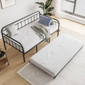 Twin Size Metal Daybed Frame With Trundle, Heavy Duty Steel Slat Support Sofa Bed Platform With Headboard, No Box Spring Needed, Black Box Spring Not Required Twin Black Metal Bedroom Metal