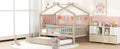 Twin Size Wooden House Bed With Twin Size Trundle, Natural Twin Natural Solid Wood Mdf