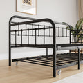 Twin Size Metal Daybed Frame With Trundle, Heavy Duty Steel Slat Support Sofa Bed Platform With Headboard, No Box Spring Needed, Black Box Spring Not Required Twin Black Metal Bedroom Metal