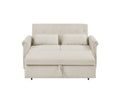 Artemax 55'' Modern Shiny Velvet Convertible Loveseat Sleeper Sofa Couch W 2 Lumbar Pillows, Adjustable Pull Out Bed And Removable Armrest For Nursery, Living Room, Apartment, Home Office Beige Foam Velvet