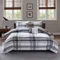 Plaid Comforter Set Full Black Polyester