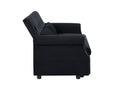 Artemax 55'' Modern Shiny Velvet Convertible Loveseat Sleeper Sofa Couch W 2 Lumbar Pillows, Adjustable Pull Out Bed And Removable Armrest For Nursery, Living Room, Apartment, Home Office Black Upholstered Velvet