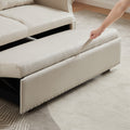 Artemax 55'' Modern Shiny Velvet Convertible Loveseat Sleeper Sofa Couch W 2 Lumbar Pillows, Adjustable Pull Out Bed And Removable Armrest For Nursery, Living Room, Apartment, Home Office Beige Foam Velvet