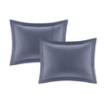Striped Comforter Set With Bed Sheets Full Blue Grey Polyester