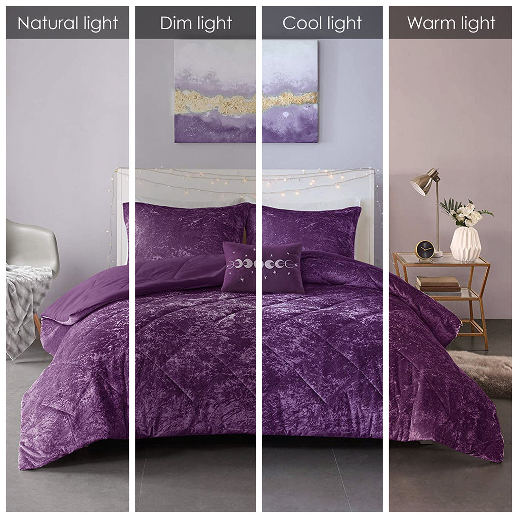 Velvet Comforter Set Twin Xl Purple Polyester