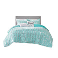 Metallic Printed Comforter Set Twin Aqua Silver Polyester