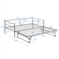 Twin Size Metal Daybed With Adjustable Trundle, Pop Up Trundle, Silver Silver Metal