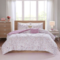 Metallic Printed And Pintucked Comforter Twin Xl Plum Polyester