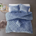 Velvet Comforter Set Twin Blue Polyester