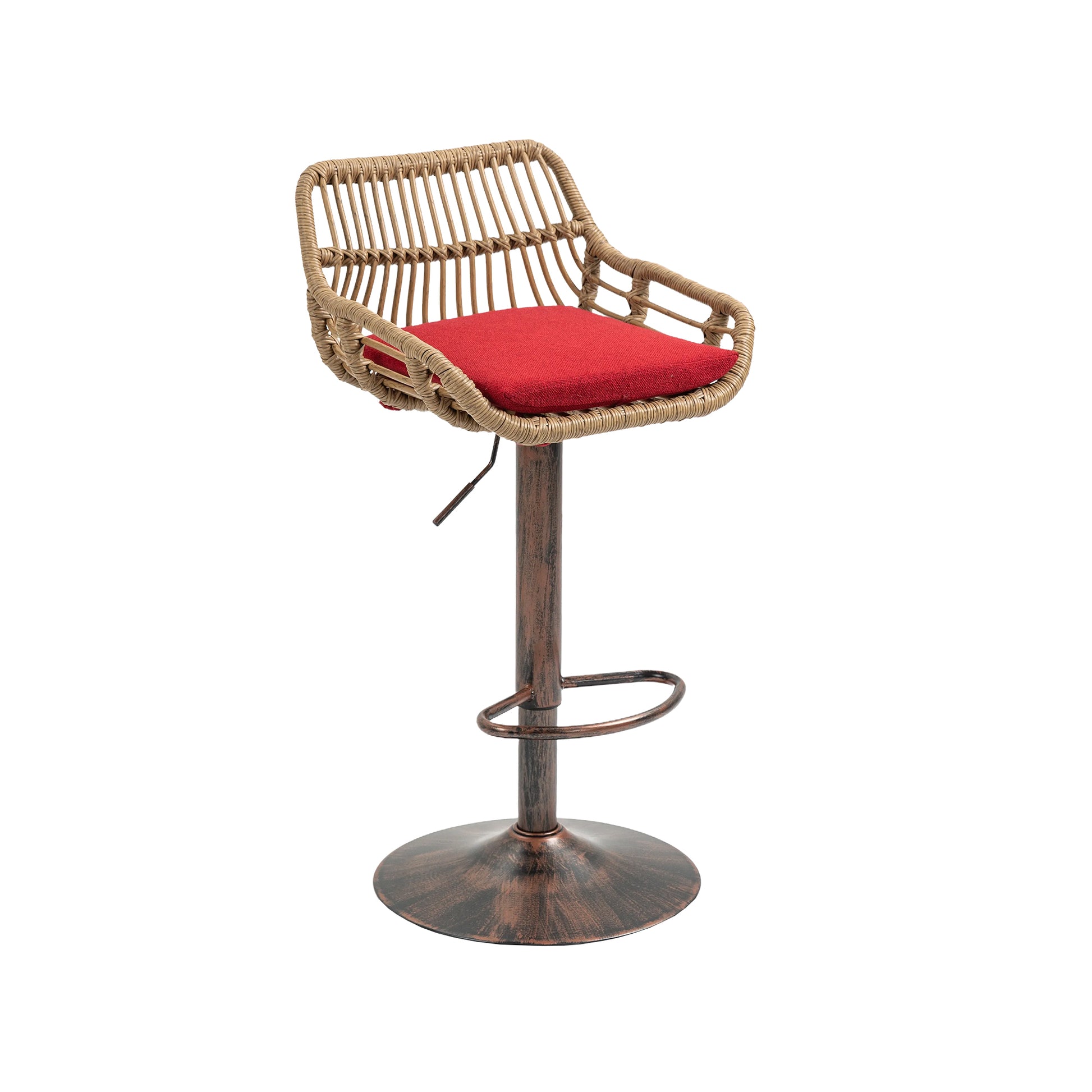 Coolmore Modern Swivel Bar Stools Set Of 2 Adjustable Counter Height Chairs With Footrest For Kitchen, Dining Room Red Red Primary Living Space Linen