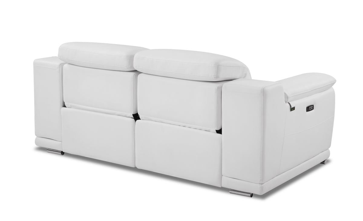 Genuine Italian Leather Power Reclining Loveseat White Foam Leather