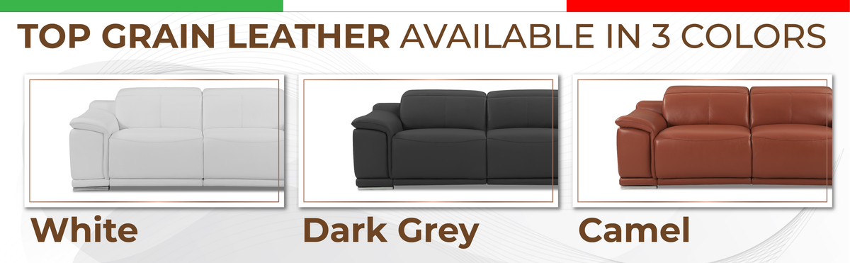 Genuine Italian Leather Power Reclining Loveseat Camel Foam Leather