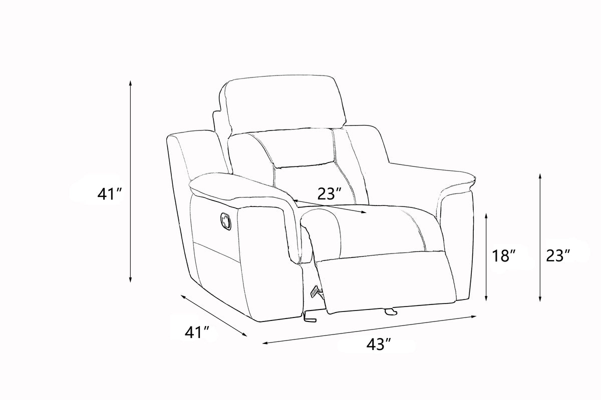 Reclining Modern Leather Air Upholstered Chair Beige Foam Leather