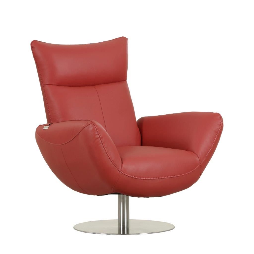 Modern Genuine Italian Leather Upholstered Chair Red Foam Leather