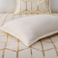 Metallic Printed Duvet Cover Set Twin Ivory Gold Polyester