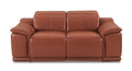 Genuine Italian Leather Power Reclining Loveseat Camel Foam Leather