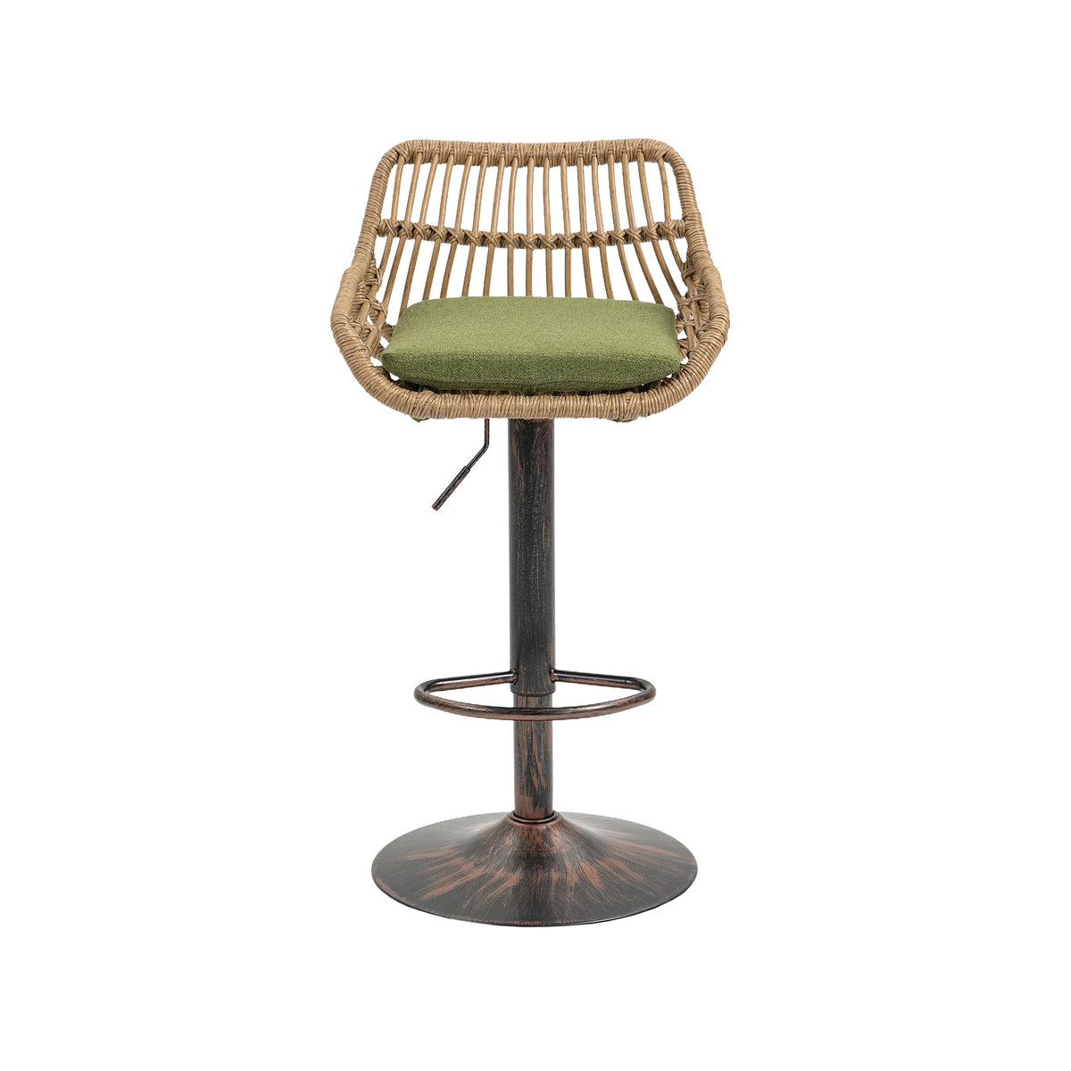 Coolmore Swivel Bar Stools Set Of 2 Adjustable Counter Height Chairs With Footrest For Kitchen, Dining Room 2Pc Set Green Polyester