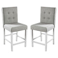 Set Of 2Pc Counter Height Dining Chairs Antique White Solid Wood Dining Room Furniture Tufted Back Padded Upholstered Seat. Antique White White Dining Room Classic,Contemporary,Modern Dining Chairs Rubberwood Tufted Back Solid Wood