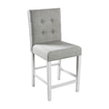 Set Of 2Pc Counter Height Dining Chairs Antique White Solid Wood Dining Room Furniture Tufted Back Padded Upholstered Seat. Antique White White Dining Room Classic,Contemporary,Modern Dining Chairs Rubberwood Tufted Back Solid Wood
