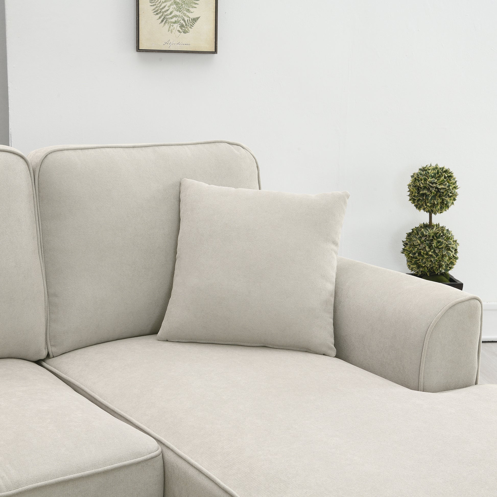 108*85.5" Modern U Shape Sectional Sofa, 7 Seat Fabric Sectional Sofa Set With 3 Pillows Included For Living Room, Apartment, Office,3 Colors Beige Fabric
